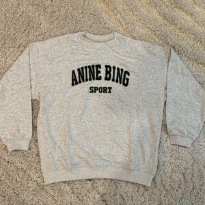 NWT Anine Bing Sport Grey Sweater Green Distressed Letter Embroidery Size Medium